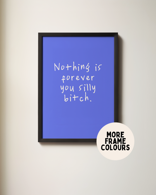 Framed | Nothing Is Forever You Silly Bitch | Blue | Art Print