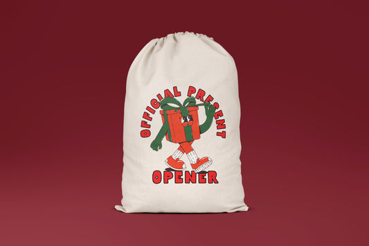 Official Present Opener | Premium Cotton Christmas Sack