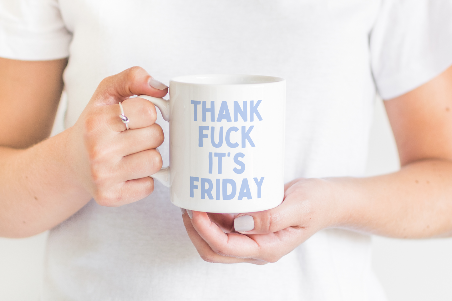 Ceramic / White Mugs | Thank Fuck It's Friday | Cornflower Blue | Ceramic Mug | Wisdom and Wonder Designs