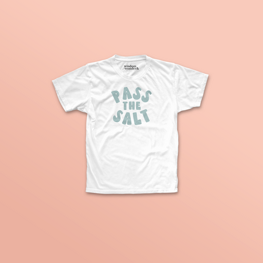 WISDOM & WONDER DESIGNS X POTS UK | Pass The Salt | Organic Unisex T Shirt