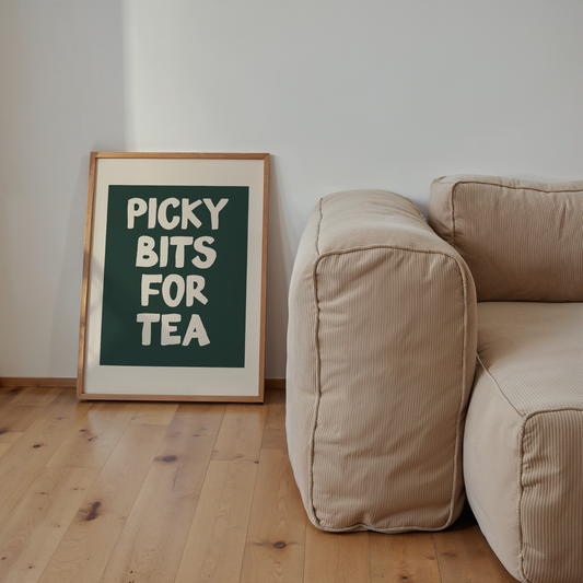 Picky Bits For Tea | Hunter Green & Cream | Art Print