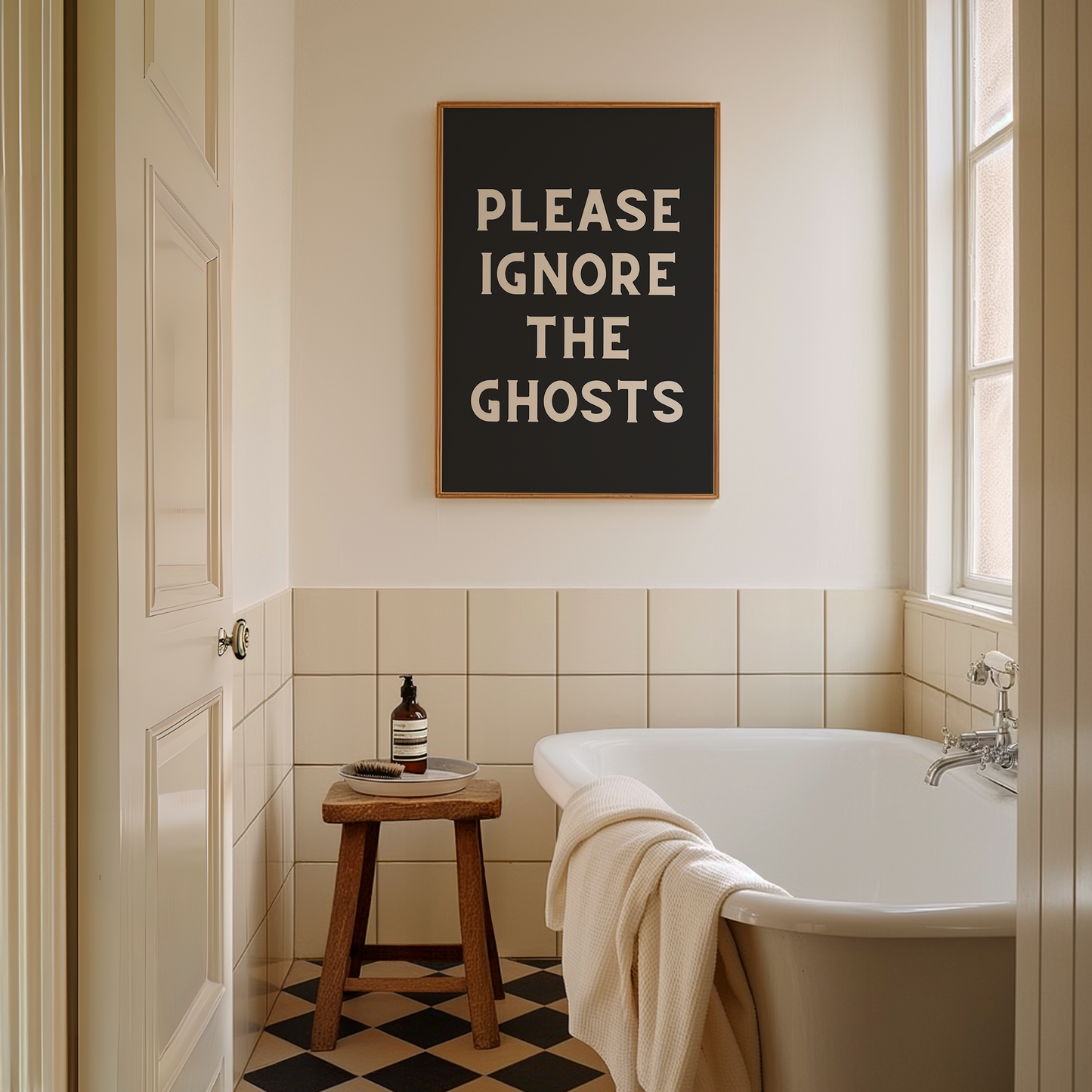 Please Ignore The Ghosts | Cream & Charcoal | Art Print