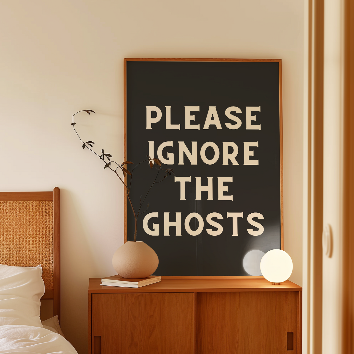 Please Ignore The Ghosts | Cream & Charcoal | Art Print