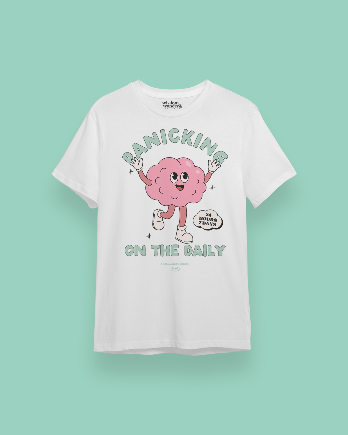 White / XX-Small T Shirt | Panicking On The Daily | Organic Unisex T Shirt | Wisdom and Wonder Designs