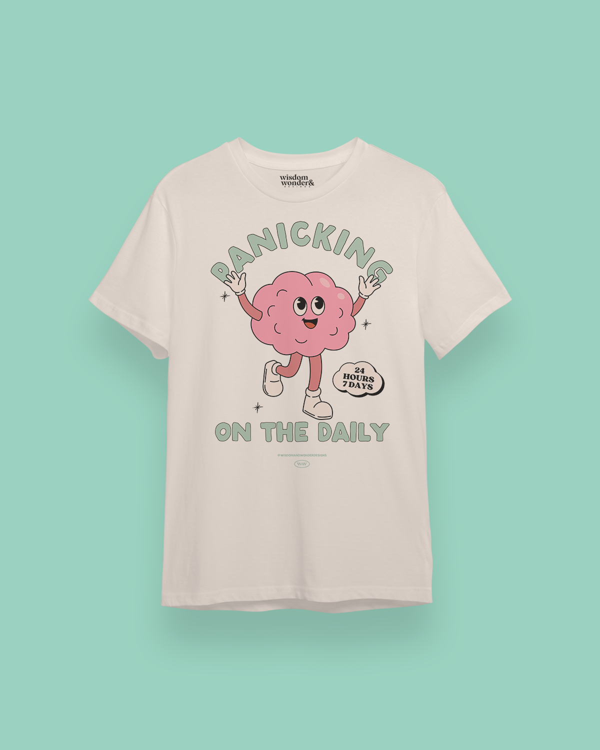 Vintage White / XX-Small T Shirt | Panicking On The Daily | Organic Unisex T Shirt | Wisdom and Wonder Designs