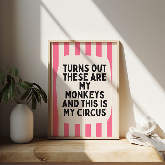Lustre / A5 Print | Turns Out These Are My Monkeys | Watermelon and Cream Stripe | Art Print | Wisdom and Wonder Designs