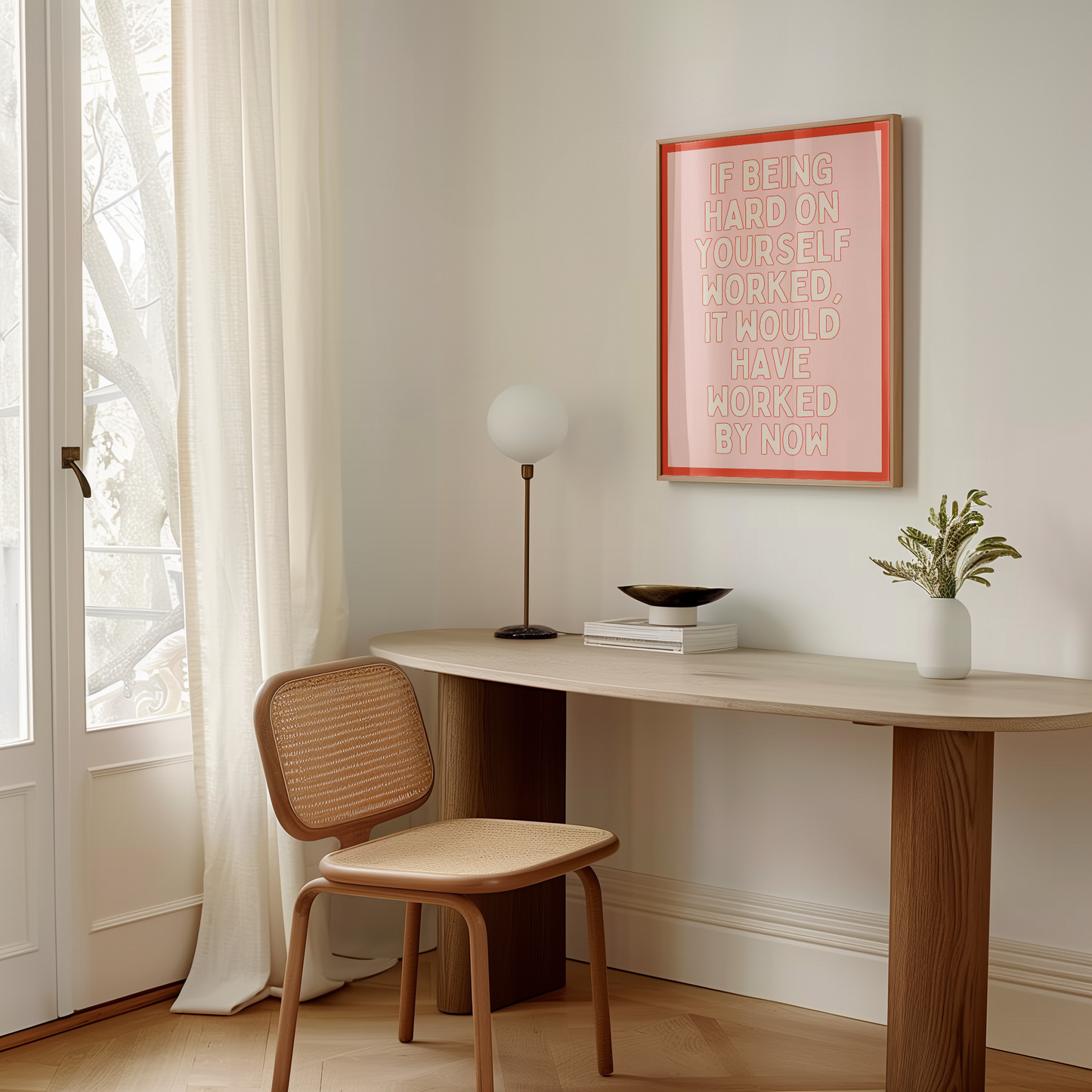 Digital Download | If Being Hard On Yourself Worked, It Would Have Worked By Now | Red and Blush Pink