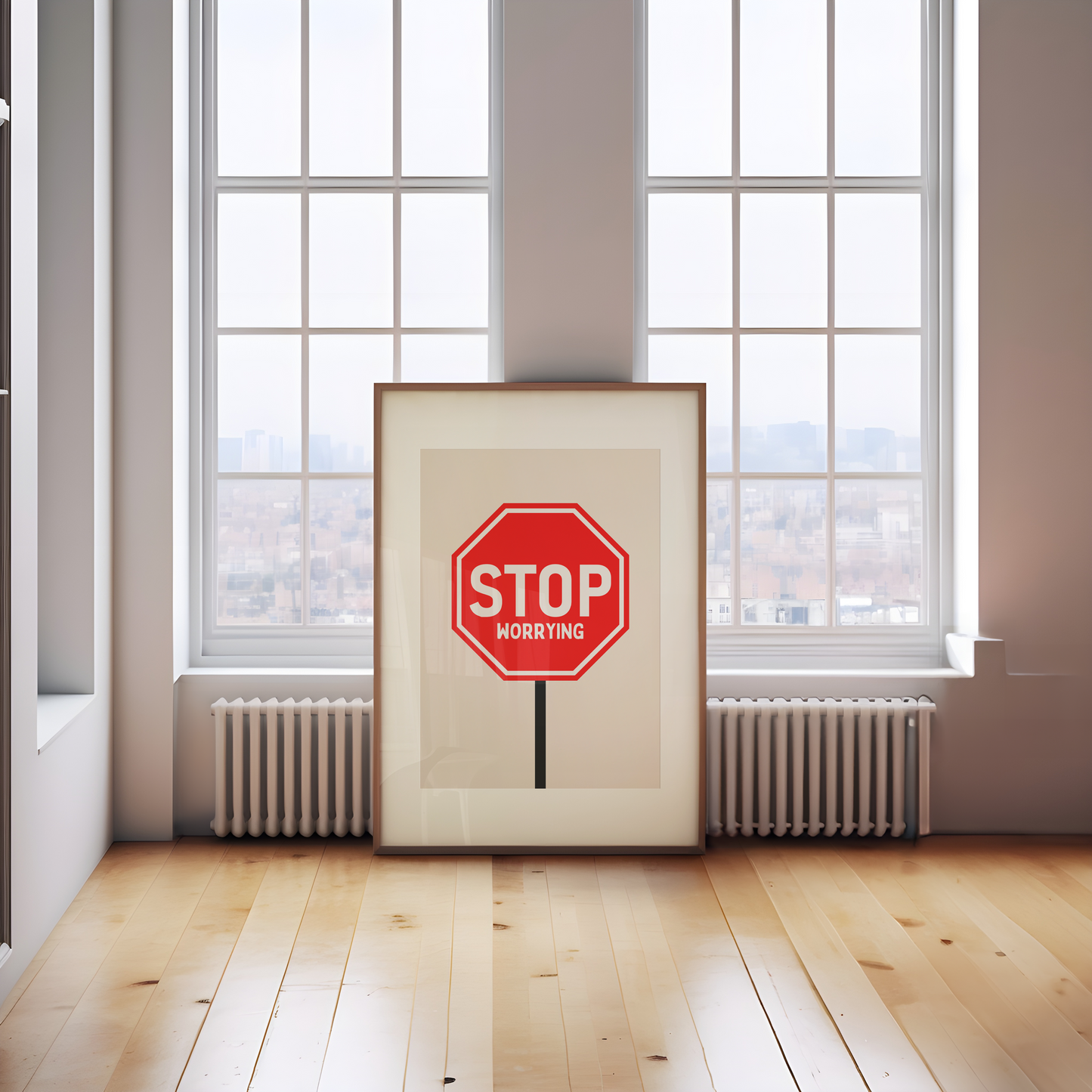 Digital Download | Stop Worrying | Red and Cream