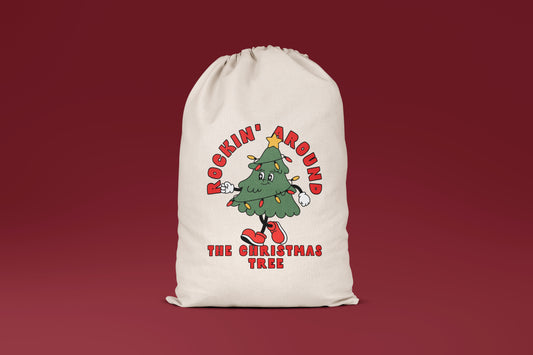 Rockin' Around The Christmas Tree | Premium Cotton Christmas Sack