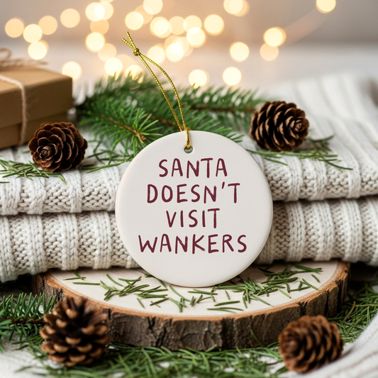 Santa Doesn't Visit Wankers | Ceramic Christmas Bauble Ornament