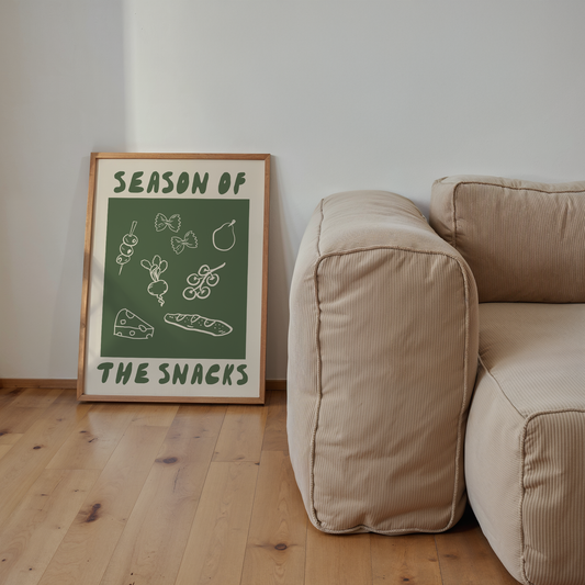 Season Of The Snacks | Cream & Olive Green | Art Print