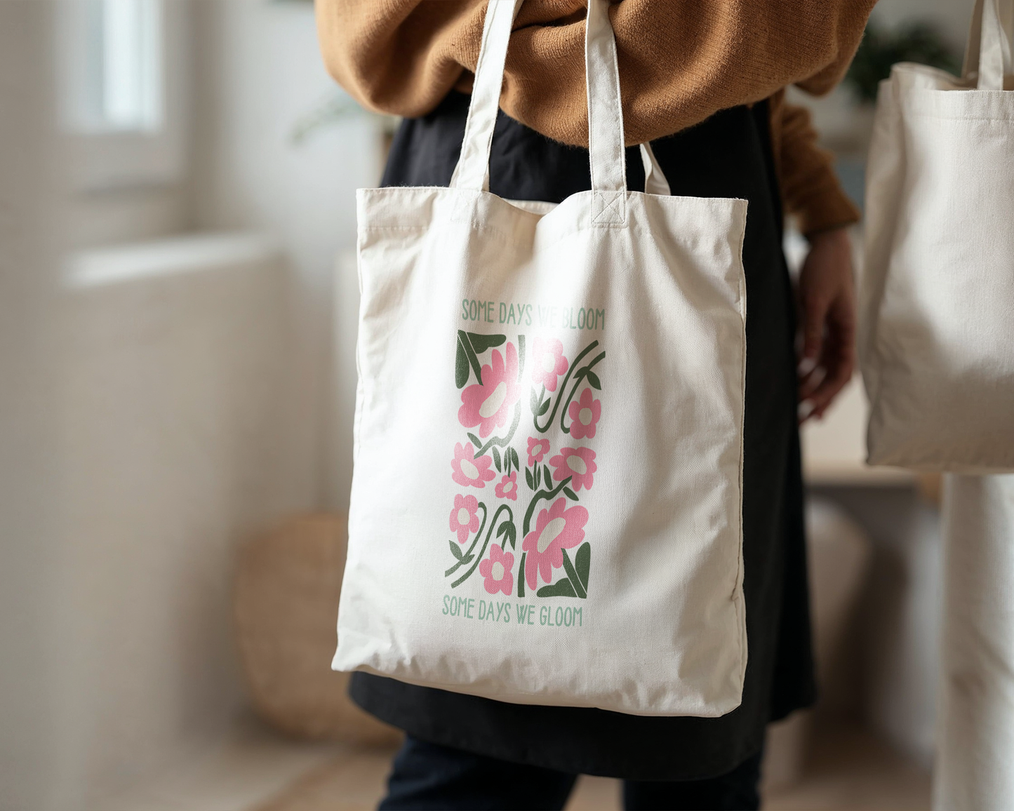 Some Days We Bloom | Natural | Organic Cotton Tote Bag