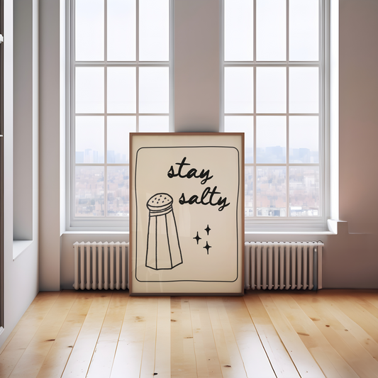 WISDOM & WONDER DESIGNS X POTS UK | Stay Salty | Black & Cream | Art Print