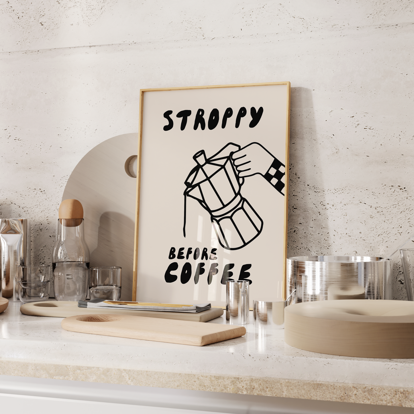 Stroppy Before Coffee | Black and Cream | Art Print