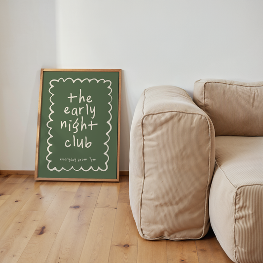 The Early Night Club | Cream & Olive | Art Print