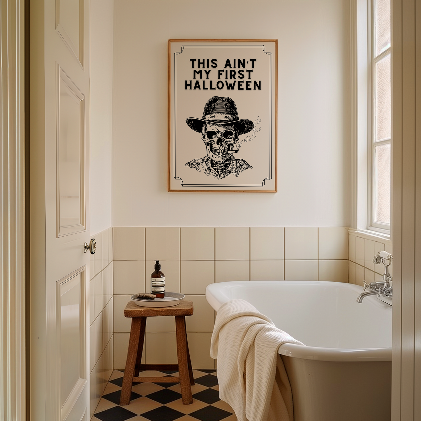 This Ain't My First Halloween | Black and Cream | Art Print