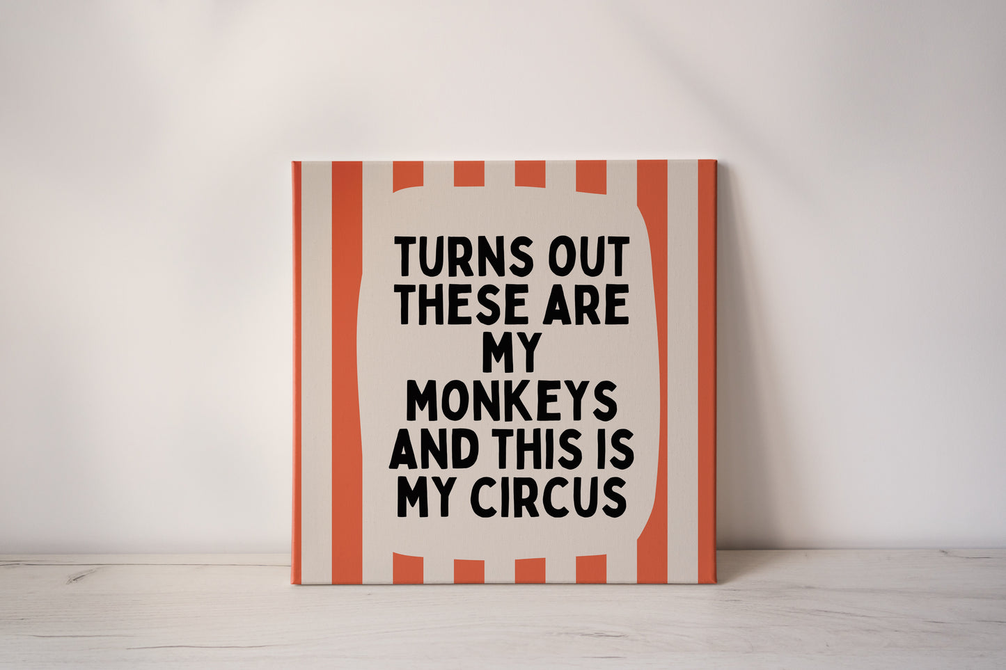 Turns Out These Are My Monkeys | Coral and Cream | Canvas