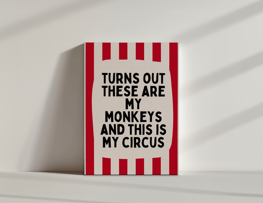 Turns Out These Are My Monkeys | Red and Cream | Canvas