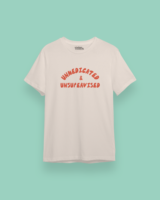 Unmedicated & Unsupervised | Red Graphic | Organic Unisex T Shirt