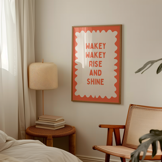 Wakey Wakey Rise and Shine | Coral and Cream | Art Print