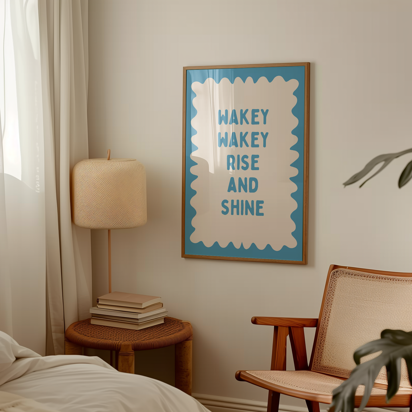 Wakey Wakey Rise and Shine | Denim Blue and Cream | Art Print