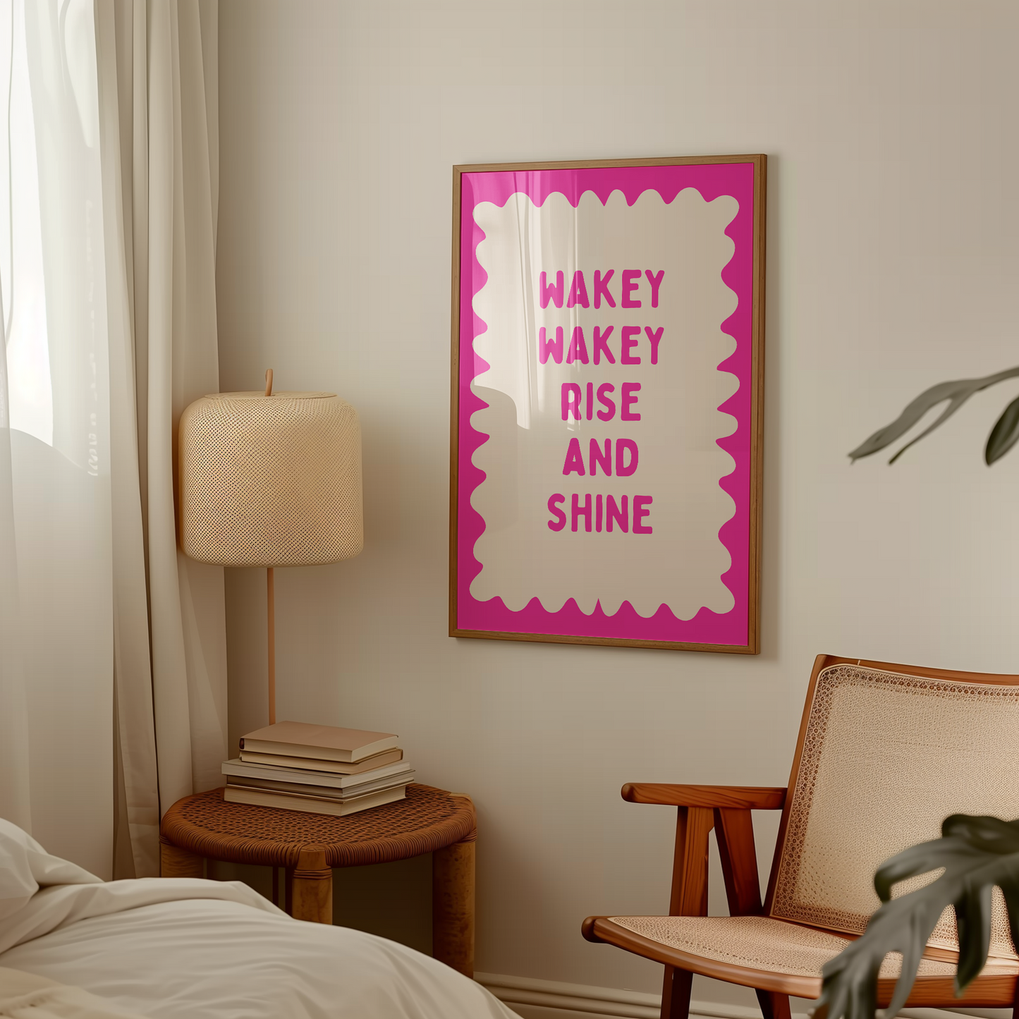 Wakey Wakey Rise and Shine | Hot Pink and Cream | Art Print