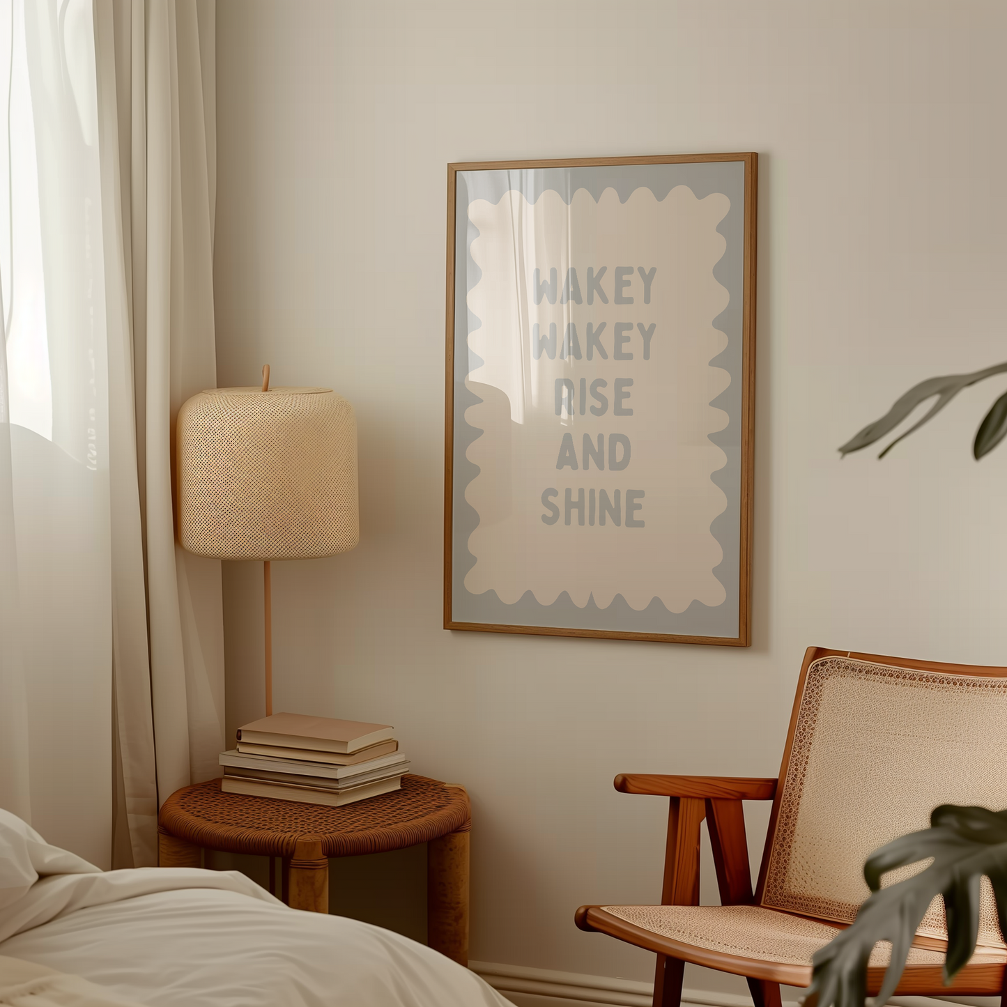 Wakey Wakey Rise and Shine | Pale Grey and Cream | Art Print