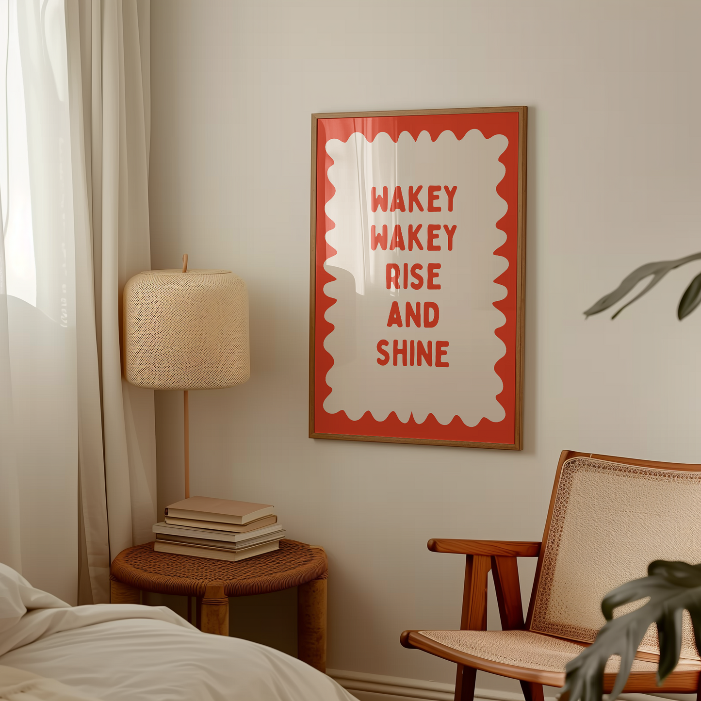 Wakey Wakey Rise and Shine | Red Orange and Cream | Art Print
