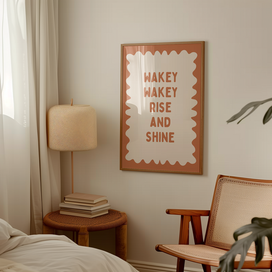 Wakey Wakey Rise and Shine | Tan and Cream | Art Print