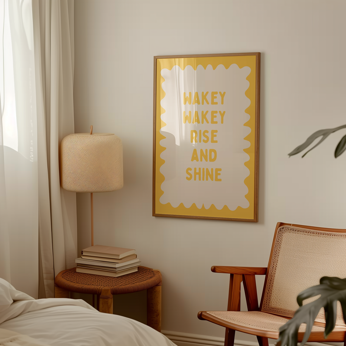 Wakey Wakey Rise and Shine | Yellow and Cream | Art Print