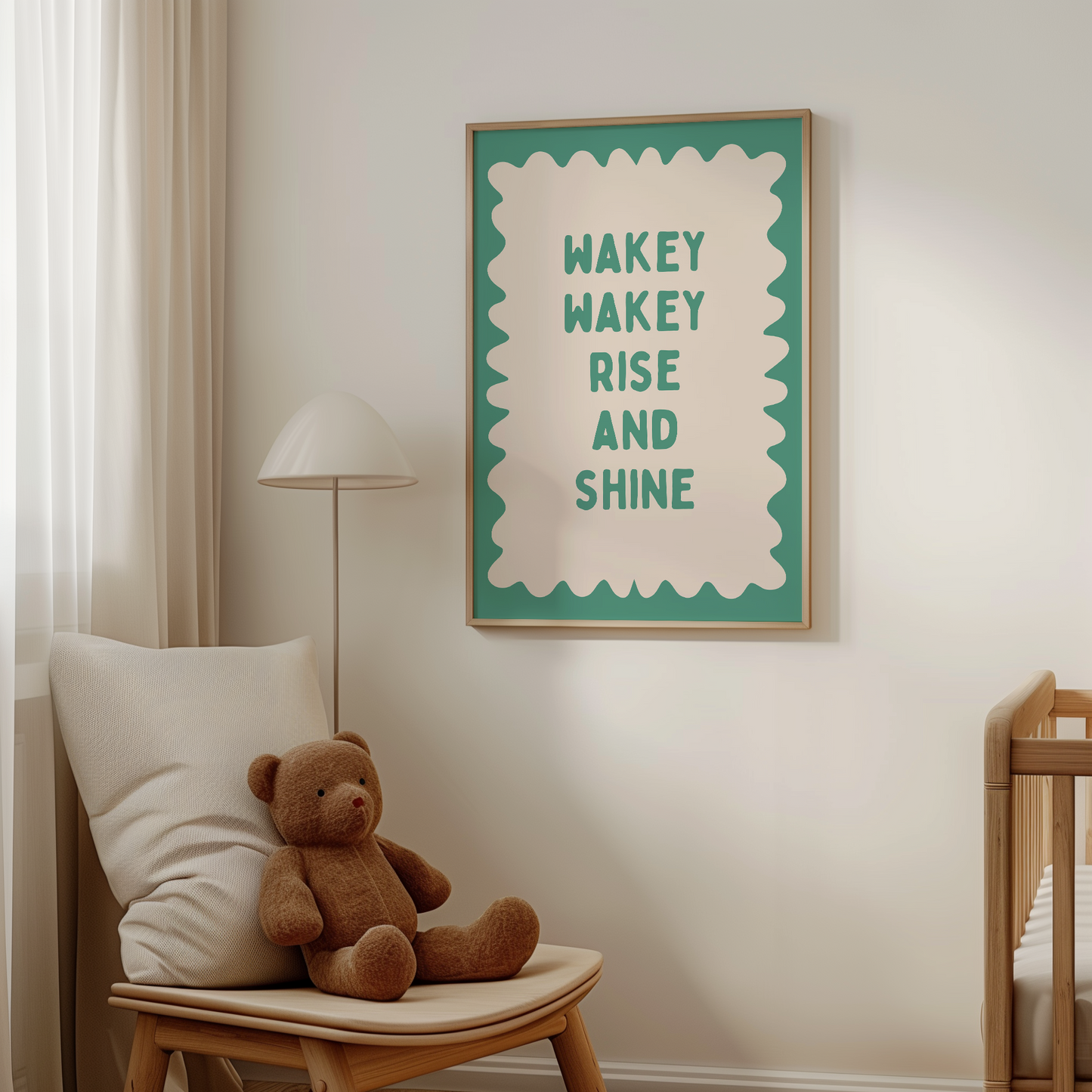Wakey Wakey Rise and Shine | Vivid Teal and Cream | Art Print