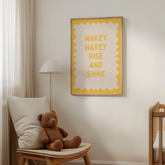 Wakey Wakey Rise and Shine | Yellow and Cream | Art Print