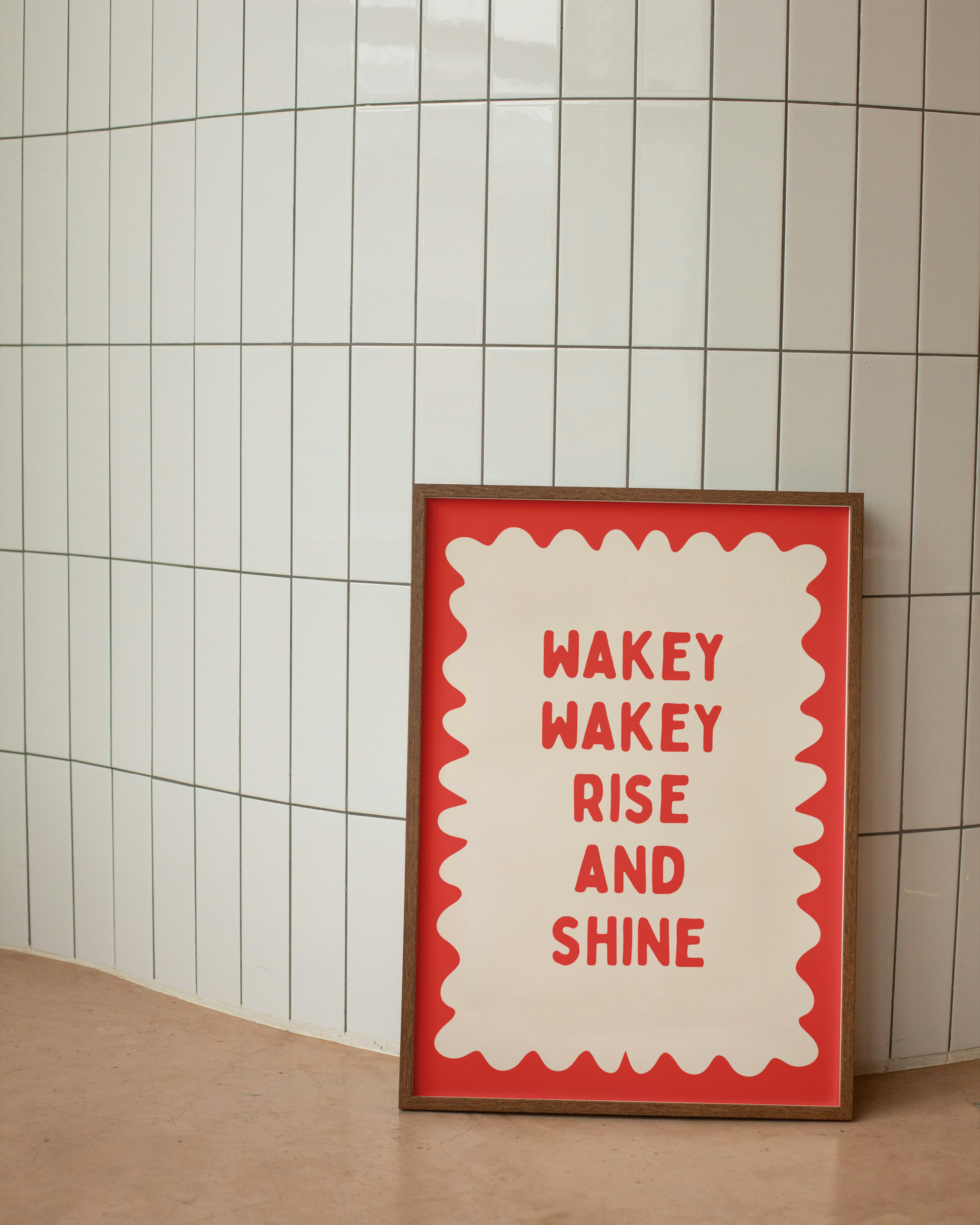 Wakey Wakey Rise and Shine | Red and Cream | Art Print