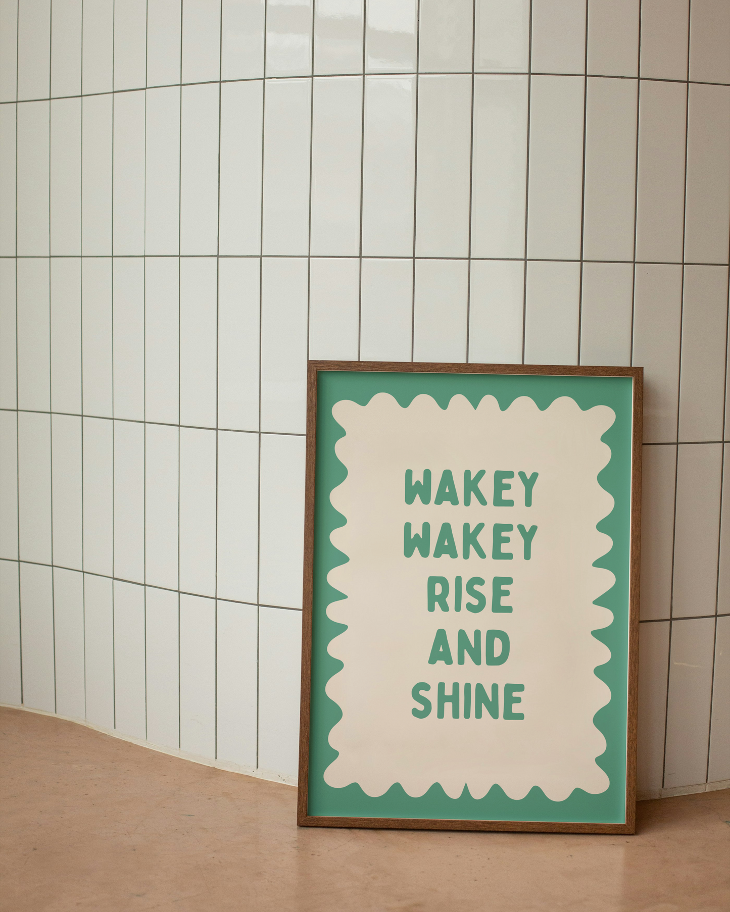 Wakey Wakey Rise and Shine | Vivid Teal and Cream | Art Print