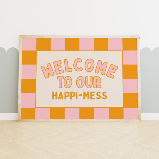 WISDOM & WONDER X HEY WONDER | Welcome To Our Happi-Mess | Milkshake & Orange | Landscape | Wall Art Print