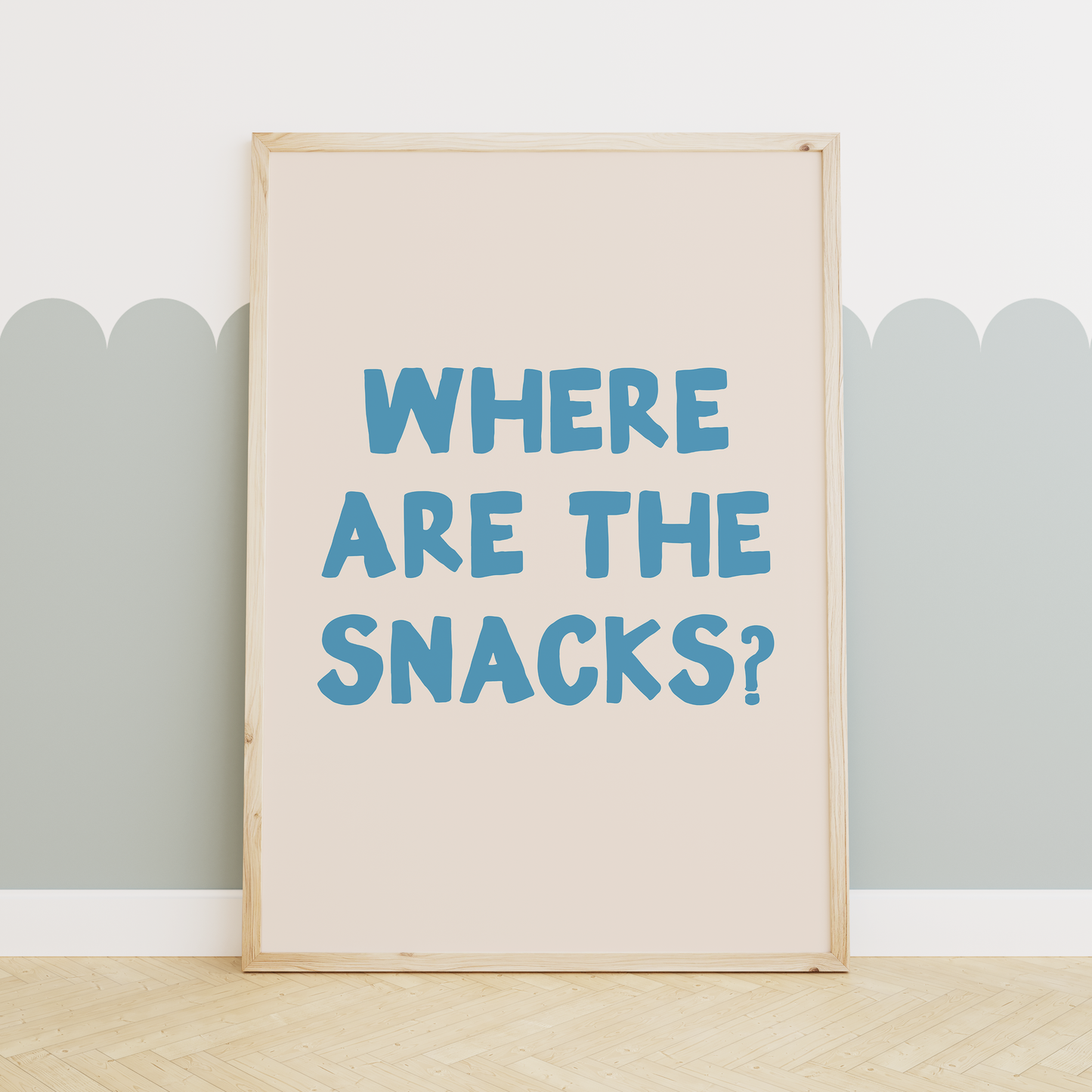 WISDOM & WONDER X HEY WONDER | Where Are The Snacks | Denim & Cream | Wall Art Print
