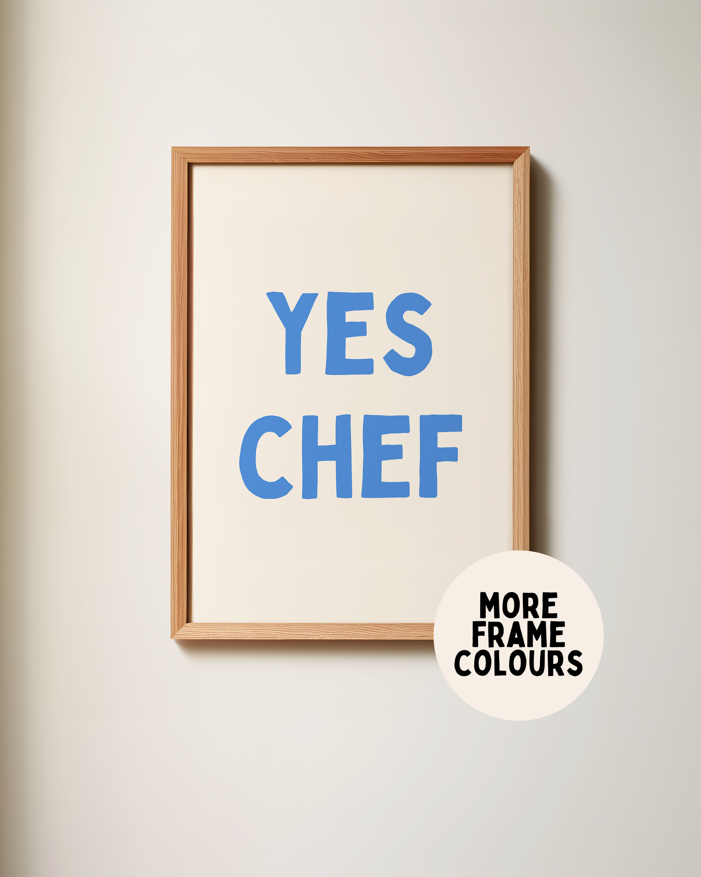 Framed | Yes Chef | Blue and Cream | Art Print
