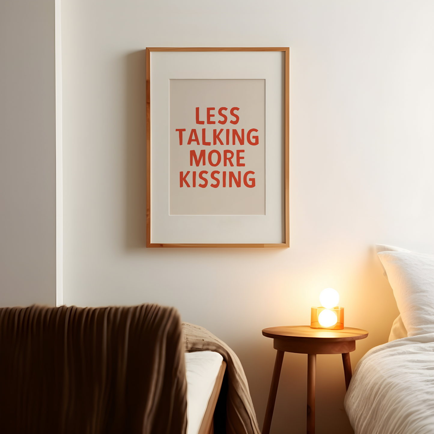 Less Talking More Kissing | Red and Cream | Art Print