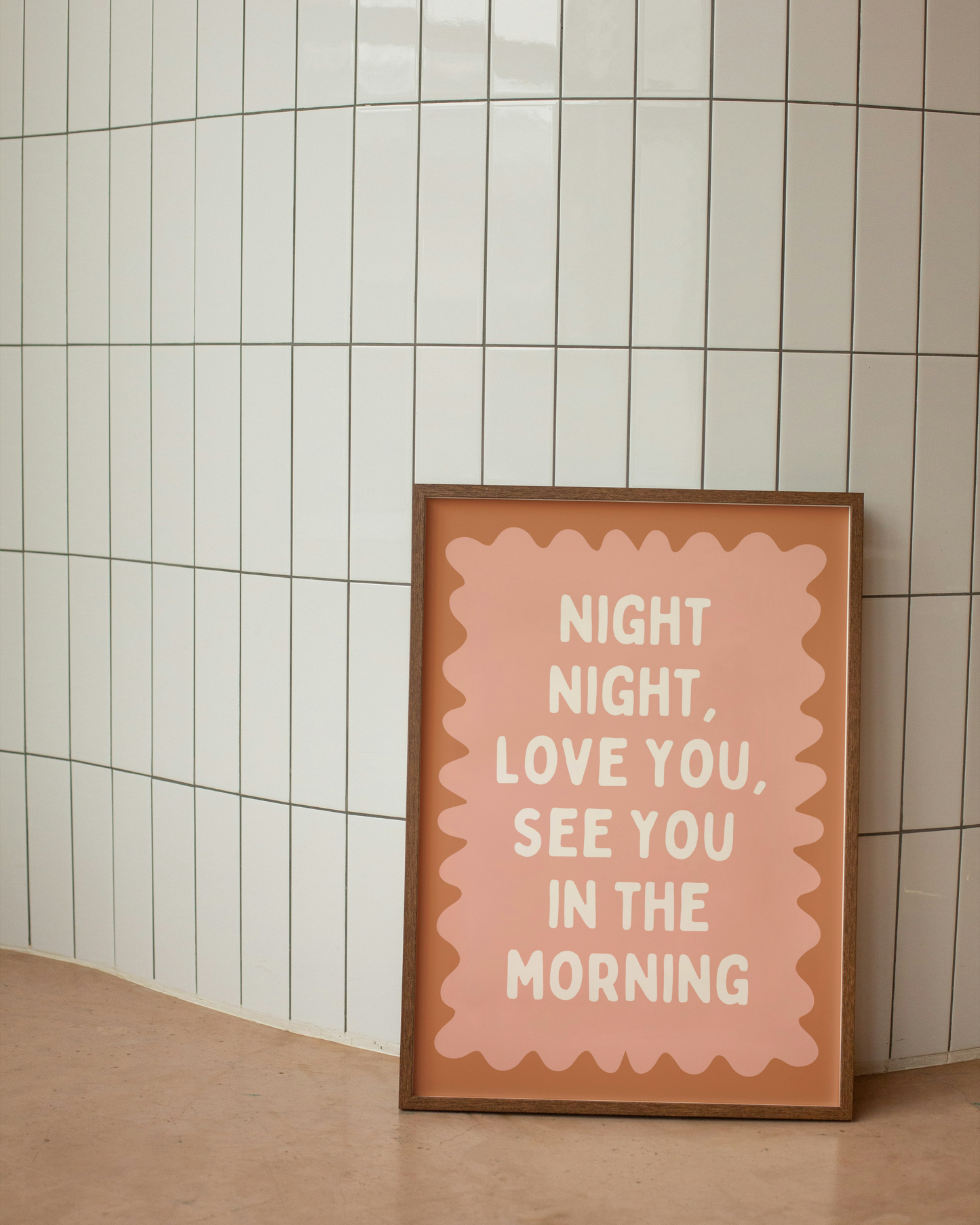 Night Night, Love You | Tan, Peach and Cream | Wall Art Print