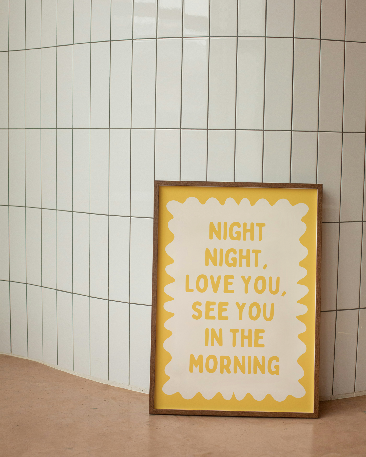 Night Night, Love You | Yellow and Cream | Wall Art Print