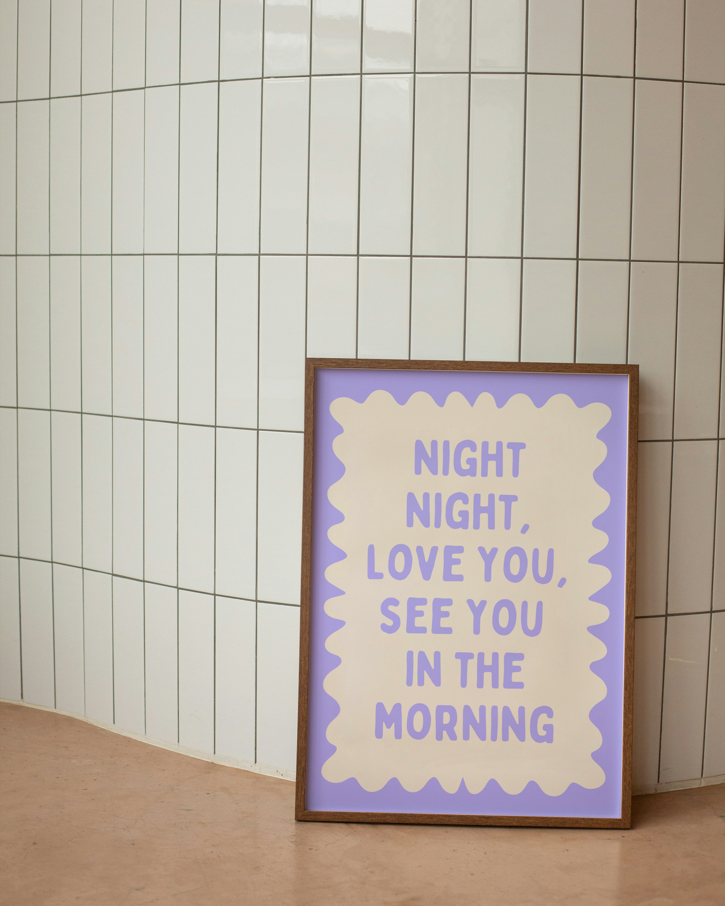 Night Night, Love You | Periwinkle and Cream | Wall Art Print