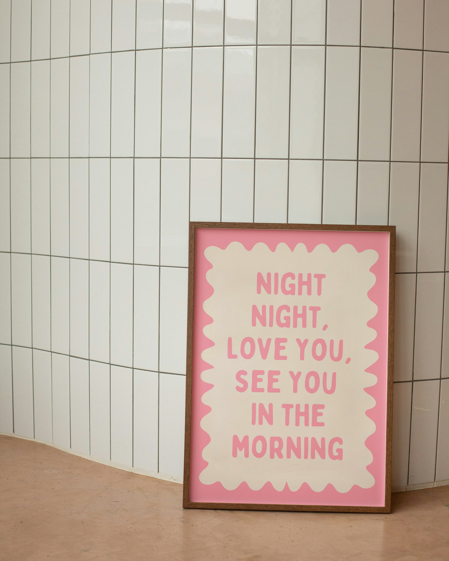 Night Night, Love You | Blush and Cream | Wall Art Print
