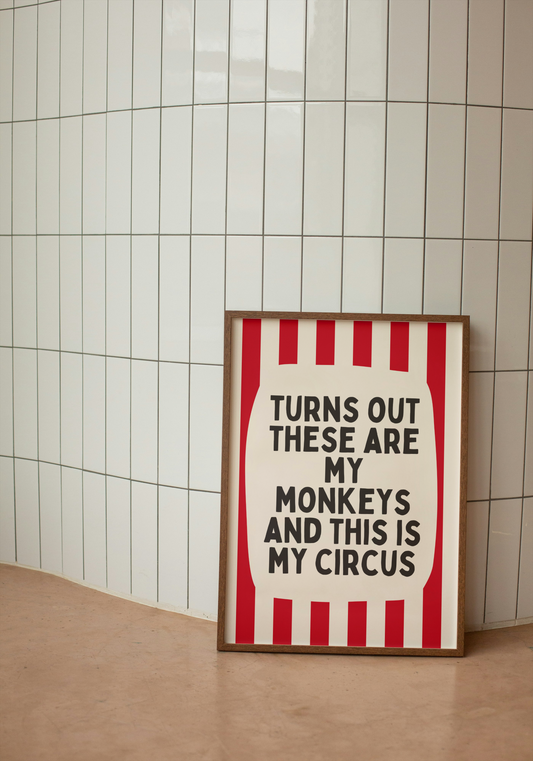 Digital Download | Turns Out These Are My Monkeys | Red and Cream Stripe