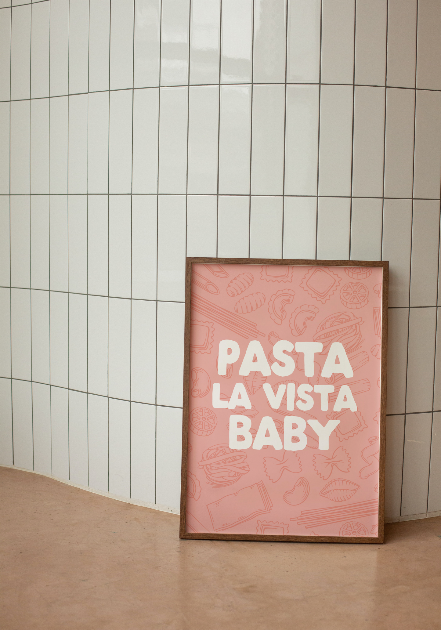A4 Print | Pasta La Vista Baby | White and Pink | Art Print | Wisdom and Wonder Designs