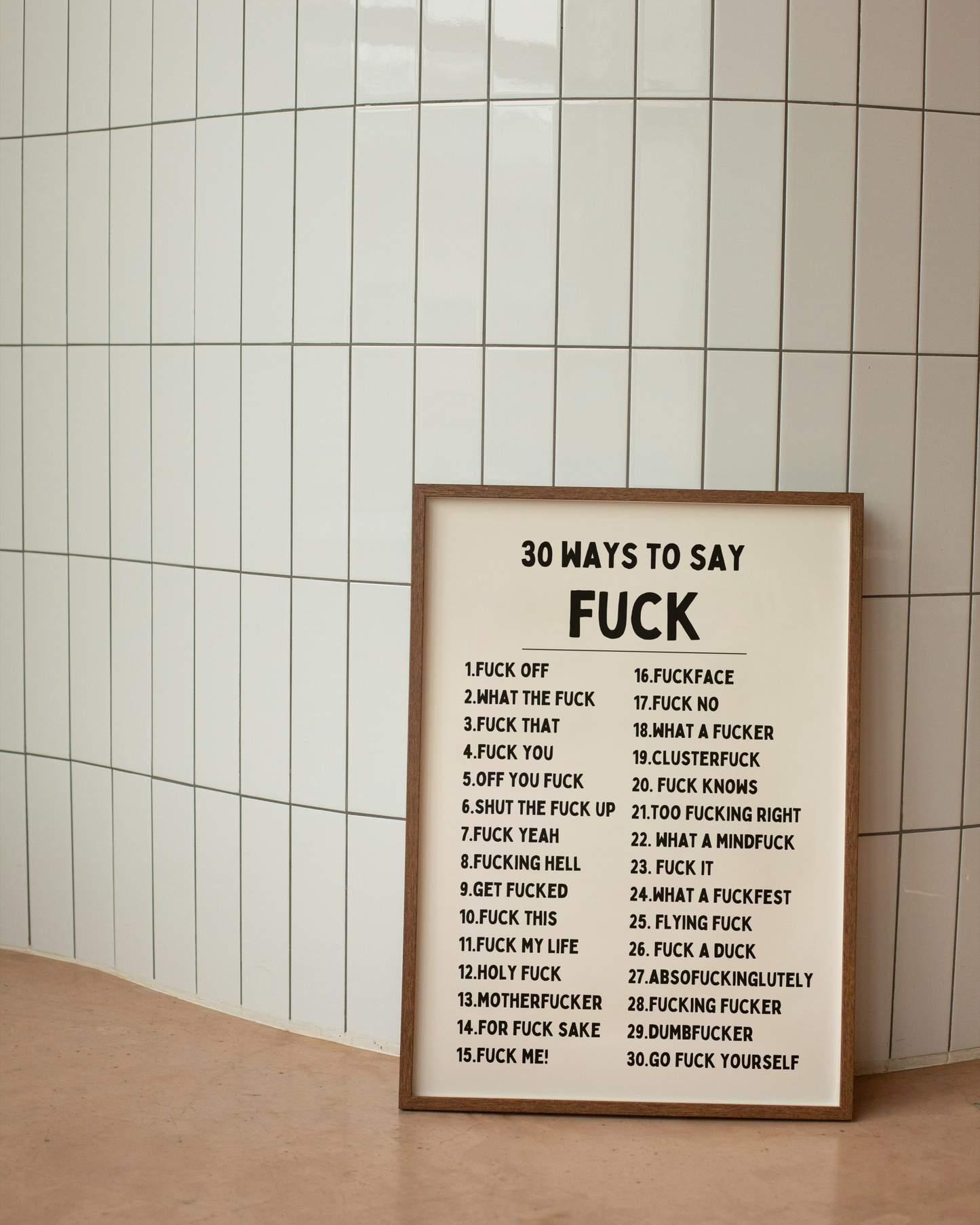 30 Ways To Say Fuck | Black and Cream | Art Print
