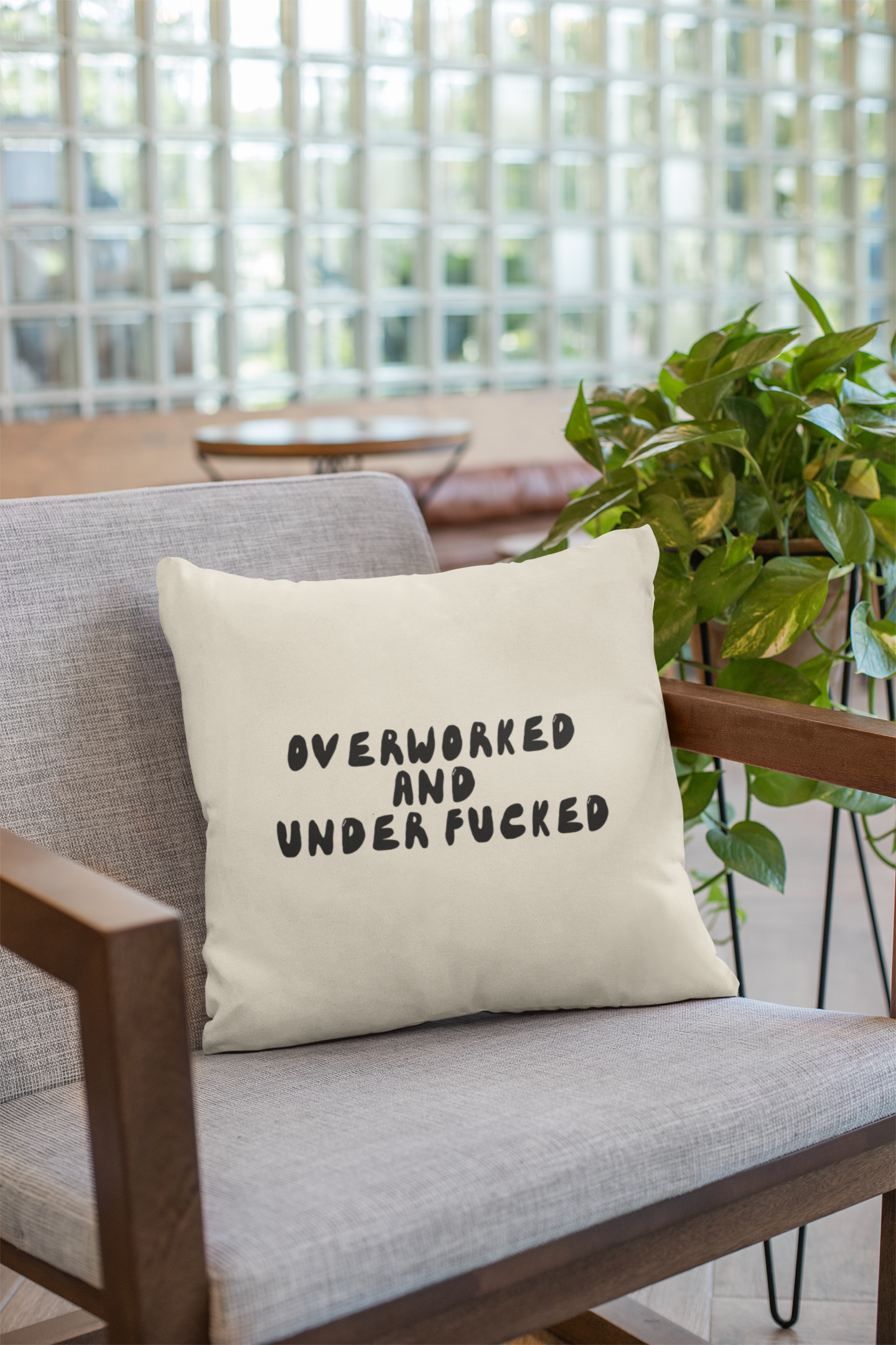 40 x 40 cm / Cover Only / Natural Accessories & Homeware | Overworked And Under Fucked | Cushion | Wisdom and Wonder Designs