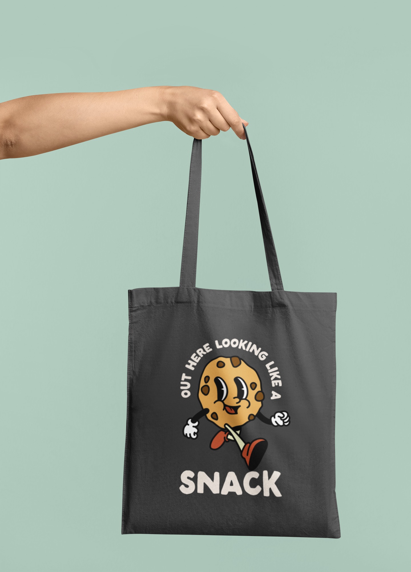 Anthracite Tote Bag | Out Here Looking Like A Snack | Charcoal | Organic Cotton Tote Bag | Wisdom and Wonder Designs