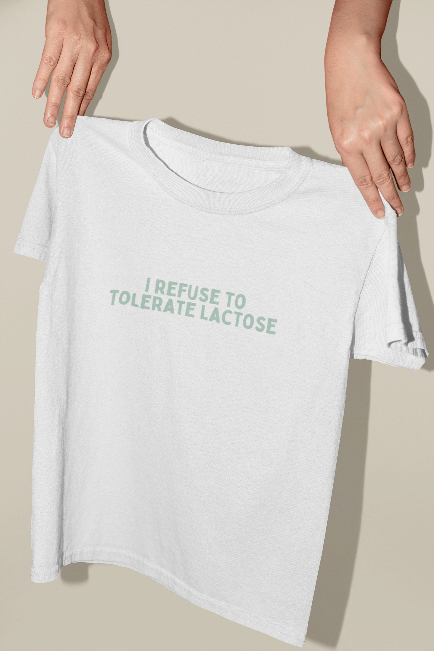 White / XX-Small Product Type | I Refuse To Tolerate Lactose | Seafoam Graphic | Organic Unisex T Shirt | Wisdom and Wonder Designs