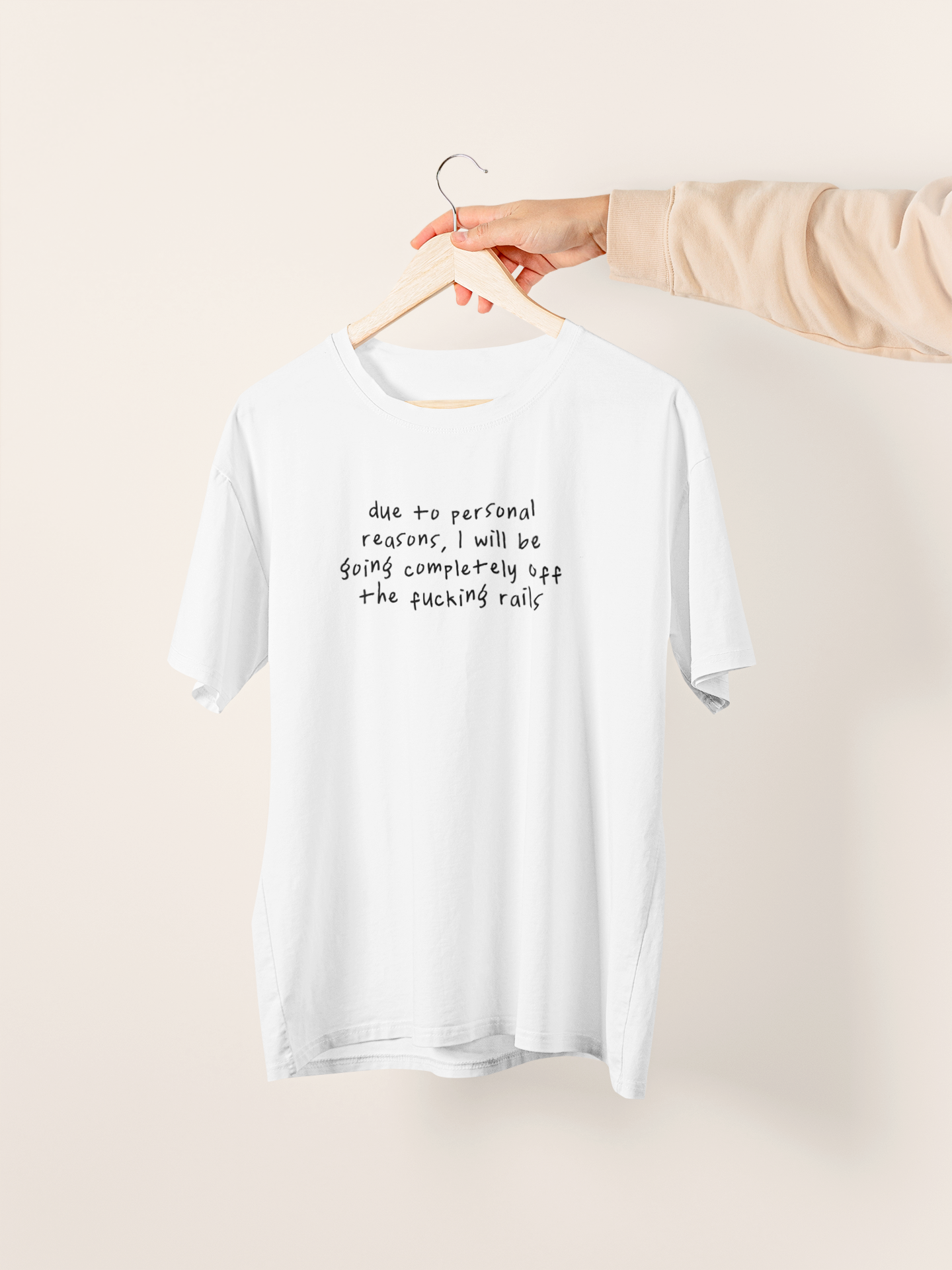 White / XX-Small T Shirt | Due To Personal Reasons, I Will Be Going Completely Off The Fucking Rails | Black | Organic Unisex T Shirt | Wisdom and Wonder Designs