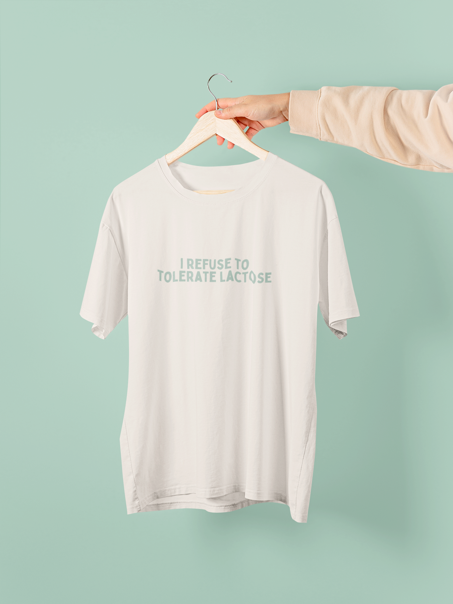 White / XX-Small Product Type | I Refuse To Tolerate Lactose | Seafoam Graphic | Organic Unisex T Shirt | Wisdom and Wonder Designs